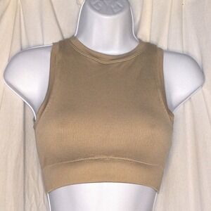 Pro-Fit Seamless Ribbed Tank Top - Sleeveless Crop Top - Neutral - S